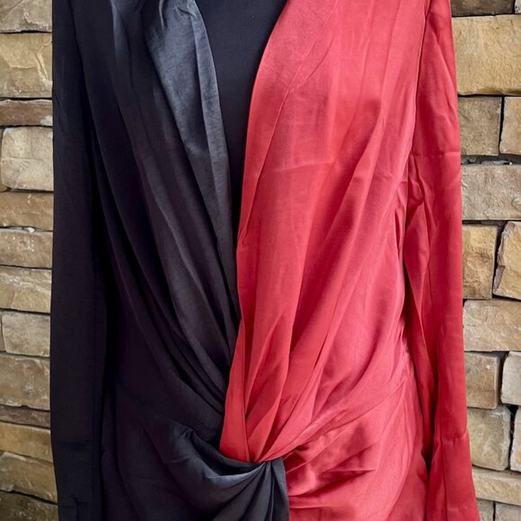 Mood Dress Size 10 by Choosy Plunging Neckline Black Sienna Brown Two-Tone NWT - Picture 4 of 4